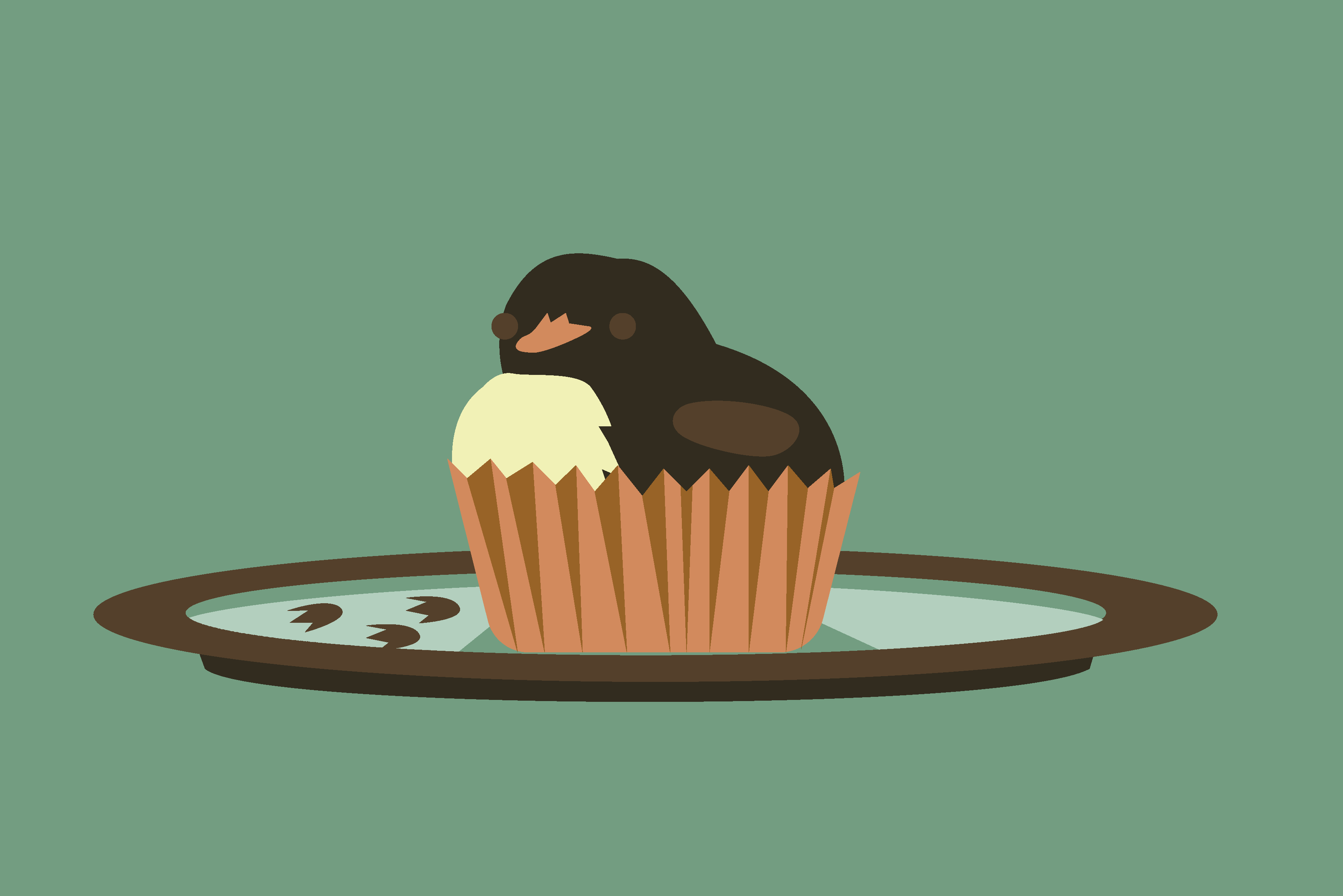 A brown muffin shaped like a duck